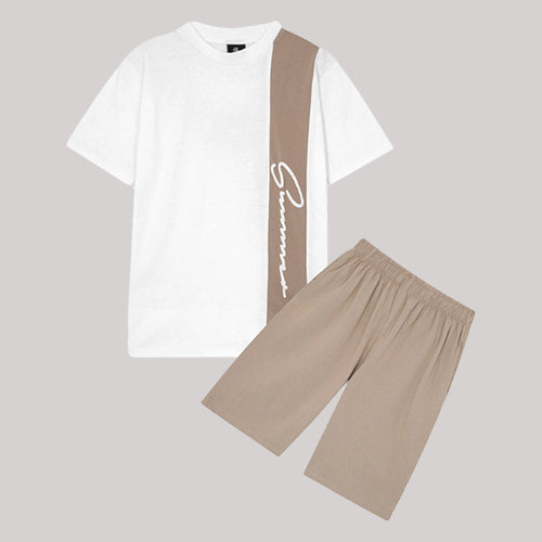 "SUMMER" WHITE & BEIGE SET KIDS - 2 PIECE