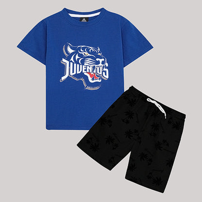 "TIGER" ROYAL BLUE & BLACK SUMMER SET KIDS - 2 PIECE