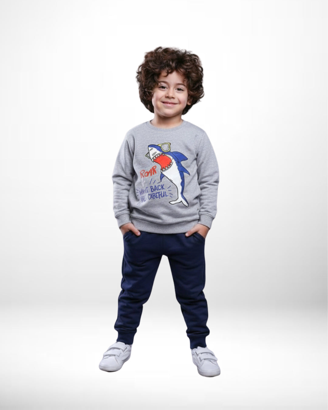 "SHARK ROAR" GREY & NAVY TRACKSUIT