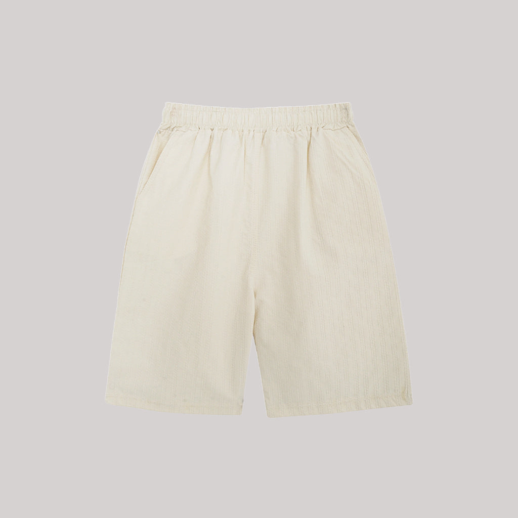 TEXTURED OFF-WHITE SHIRT SUMMER SET KIDS - 3 PIECE